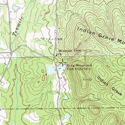 Topographic Map of King Mountain Fish Hatchery, GA
