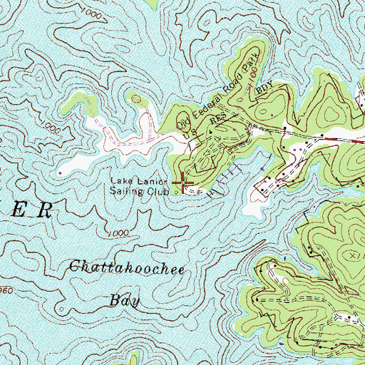 Topographic Map of Lake Lanier Sailing Club, GA