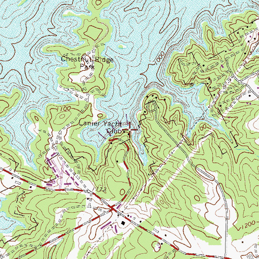 Topographic Map of Lanier Yacht Club, GA