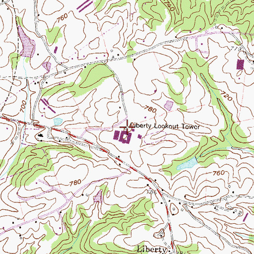 Topographic Map of Liberty Lookout Tower, GA