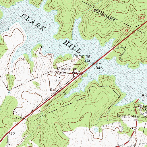 Topographic Map of Lincolnton Waterworks, GA