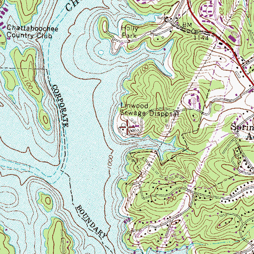 Topographic Map of Linwood Sewage Disposal, GA