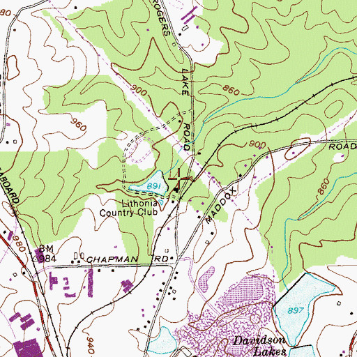 Topographic Map of Lithonia Country Club, GA