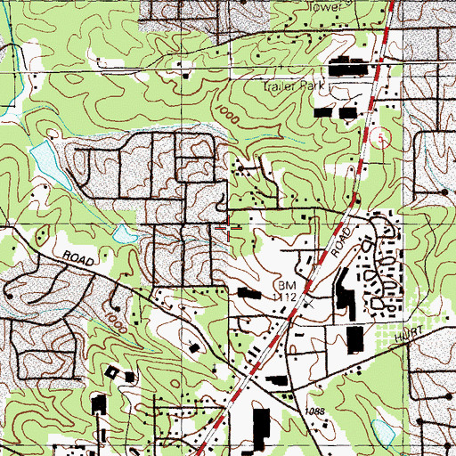 Topographic Map of Milford Lookout Tower (historical), GA