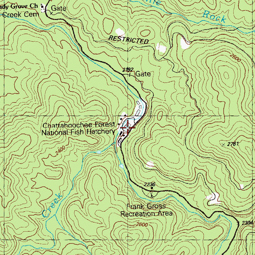 Topographic Map of Mill Creek Trout Rearing Station, GA