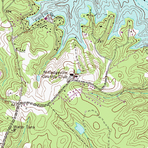 Topographic Map of Milledgeville Country Club, GA