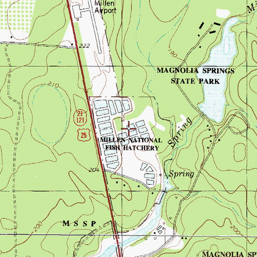 Topographic Map of Millen National Fish Hatchery, GA
