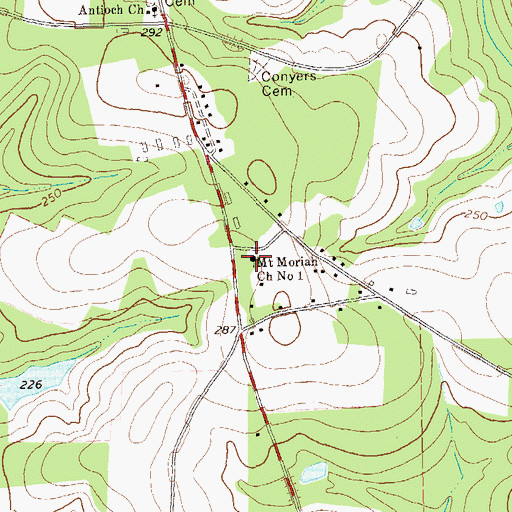 Topographic Map of Mount Moriah Church Number 1, GA