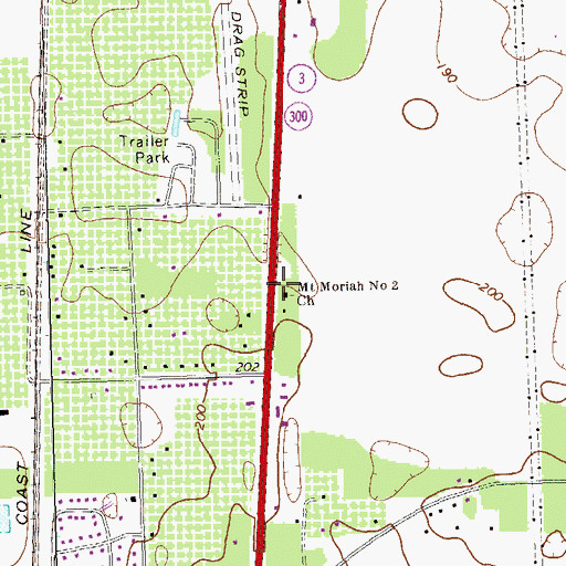 Topographic Map of Mount Moriah Number 2 Church, GA