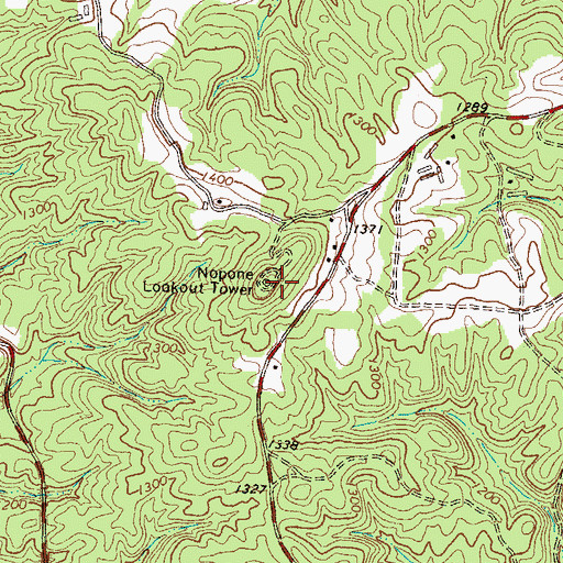 Topographic Map of Nopone Lookout Tower, GA