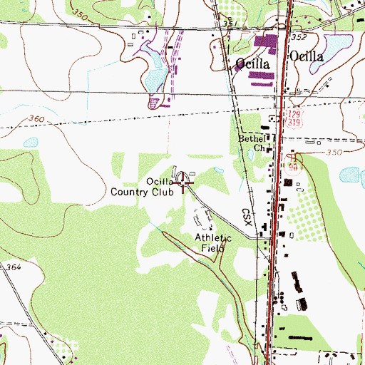 Topographic Map of Ocilla Country Club, GA