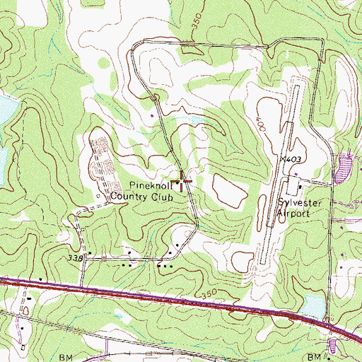 Topographic Map of Pineknoll Country Club, GA