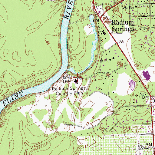 Topographic Map of Radium Springs Country Club, GA