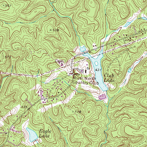 Topographic Map of River North Country Club, GA