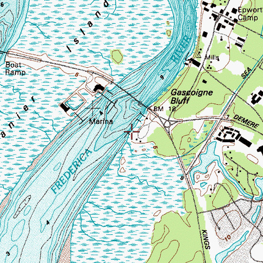 Topographic Map of Saint Simons Yacht Club, GA
