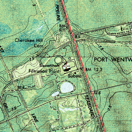 Topographic Map of Savannah Filtration Plant, GA