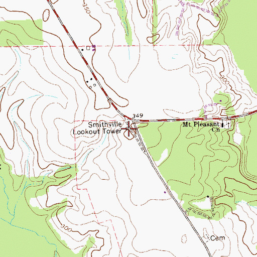 Topographic Map of Smithville Lookout Tower, GA