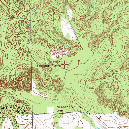Topographic Map of Stewart Lookout Tower, GA