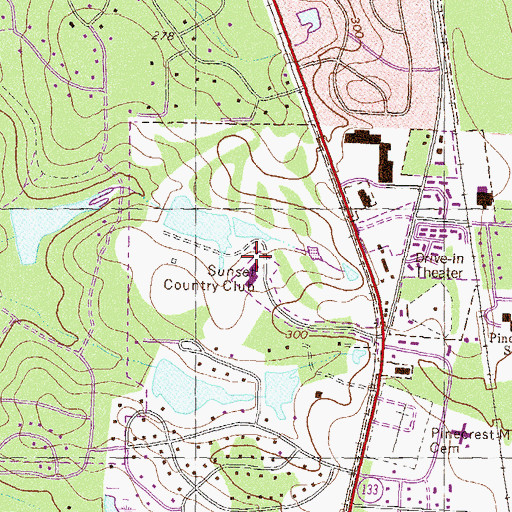 Topographic Map of Sunset Country Club, GA