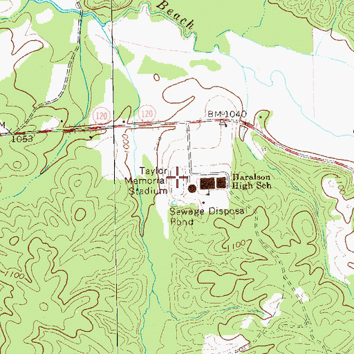 Topographic Map of Taylor Memorial Stadium, GA