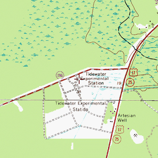 Topographic Map of Tidewater Experimental Station, GA