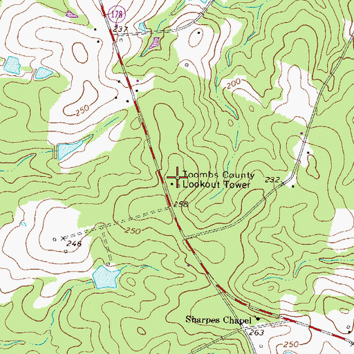 Topographic Map of Toombs County Lookout Tower, GA