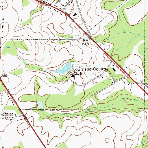 Topographic Map of Town and Country Club, GA