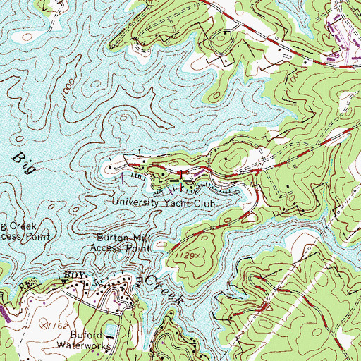 Topographic Map of University Yacht Club, GA