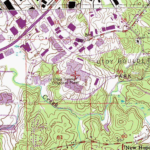 Topographic Map of Utoy Sewage Disposal Plant, GA