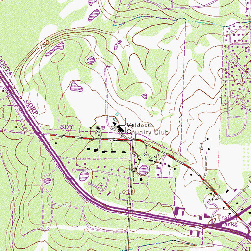 Topographic Map of Valdosta Country Club, GA