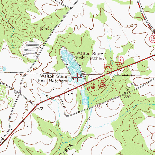Topographic Map of Walton State Fish Hatchery, GA