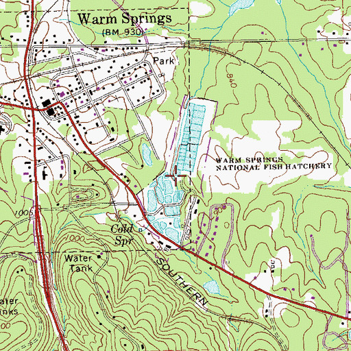 Topographic Map of Warm Springs National Fish Hatchery, GA