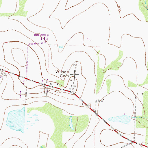 Topographic Map of Wilson Cemetery Number 1, GA