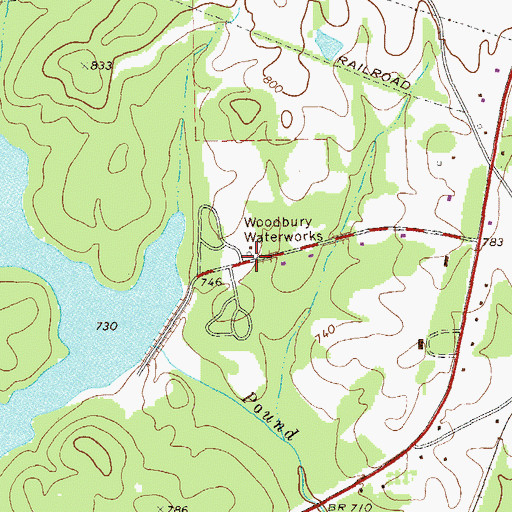 Topographic Map of Woodbury Waterworks, GA