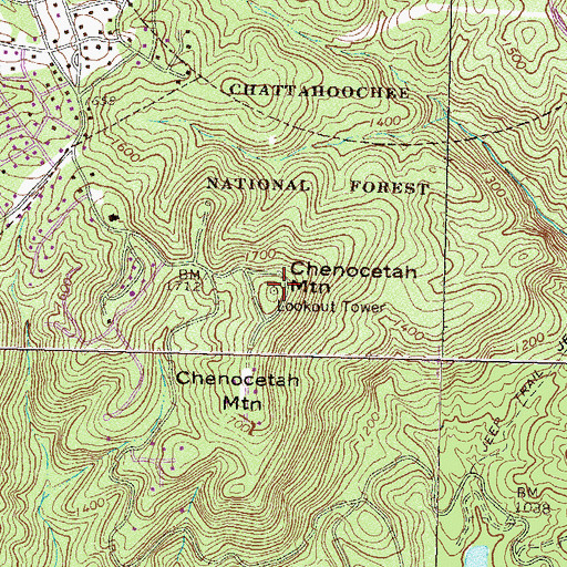 Topographic Map of Chenocetah Lookout Tower, GA