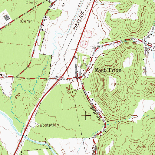 Topographic Map of Alexanders Mill (historical), GA