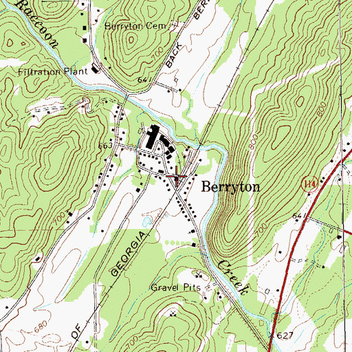 Topographic Map of Berryton Baptist Church, GA