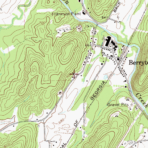 Topographic Map of Berryton Church of God, GA