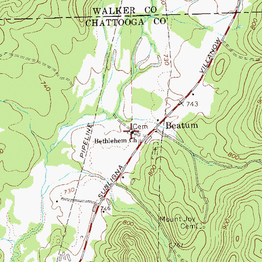 Topographic Map of Bethlehem Cemetery, GA