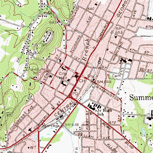 Topographic Map of Chattooga County Courthouse, GA