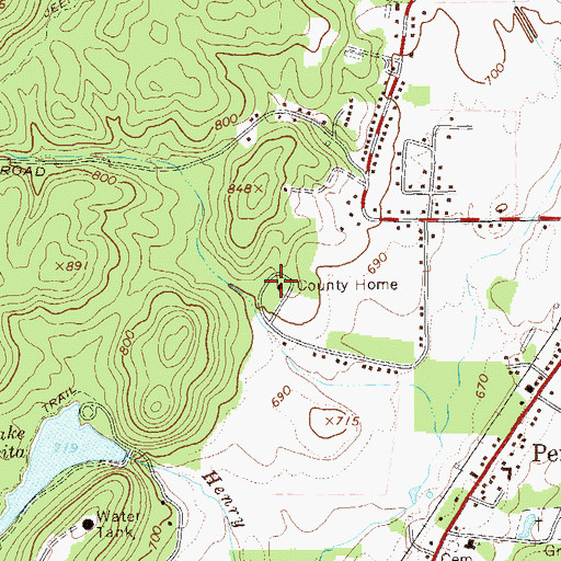 Topographic Map of Chattooga County Home, GA