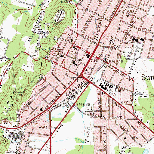Topographic Map of Chattooga County Library, GA