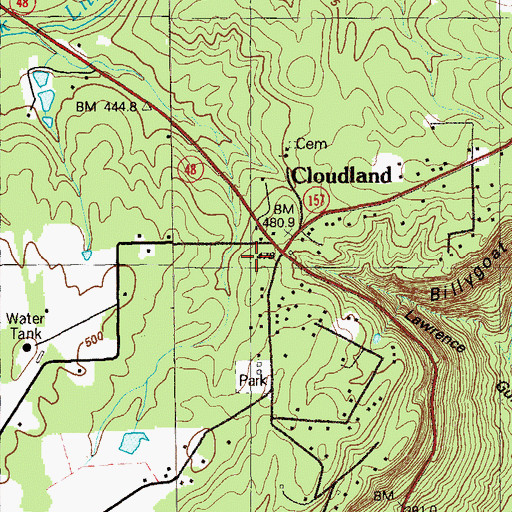 Topographic Map of Cloudland Park Club, GA