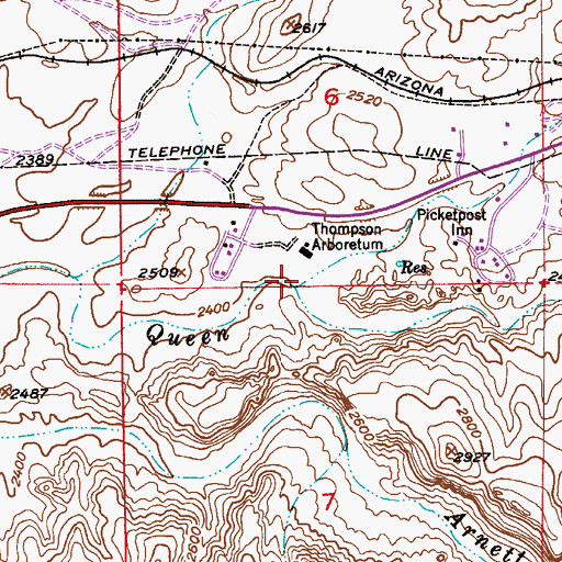Topographic Map of Silver King Wash, AZ