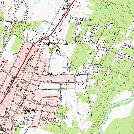 Topographic Map of Fairway Recreation Center, GA
