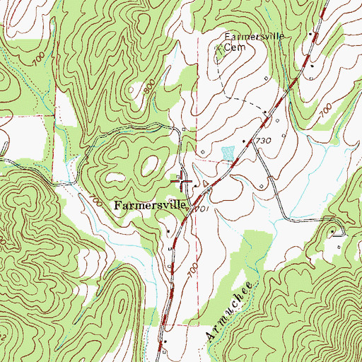 Topographic Map of Farmersville School (historical), GA