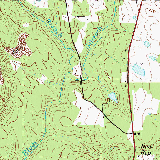 Topographic Map of Gilreath Mill (historical), GA