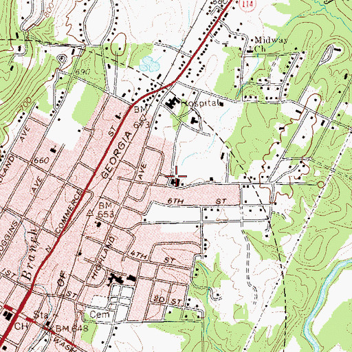 Topographic Map of Grace Temple Holiness Church, GA