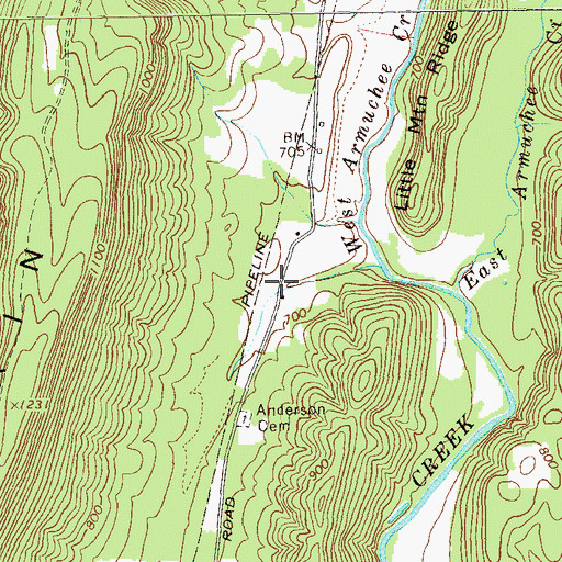 Topographic Map of Haywood (historical), GA