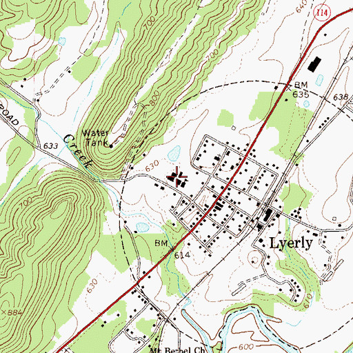 Topographic Map of Lyerly High School (historical), GA